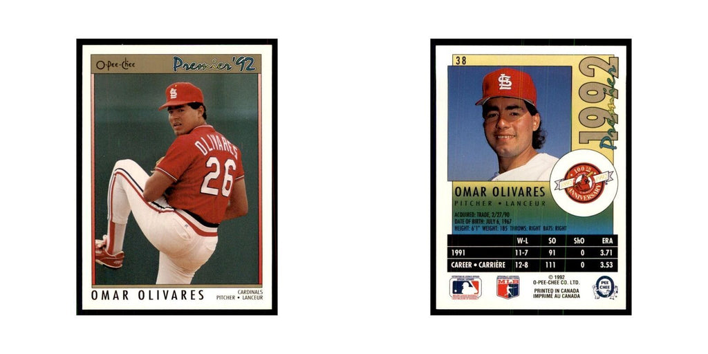 1992 O-Pee-Chee Premier Omar Olivares Cardinals #38