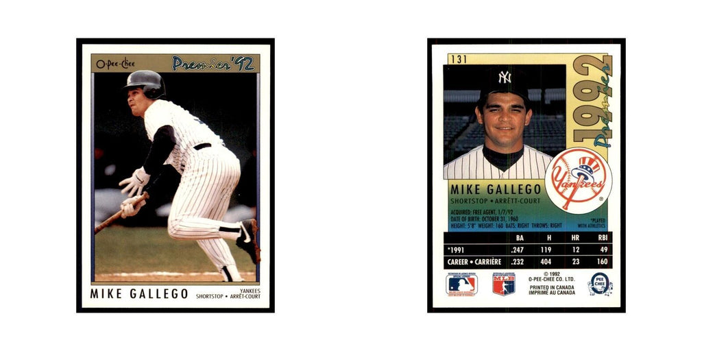 1992 O-Pee-Chee Premier Mike Gallego Yankees #131