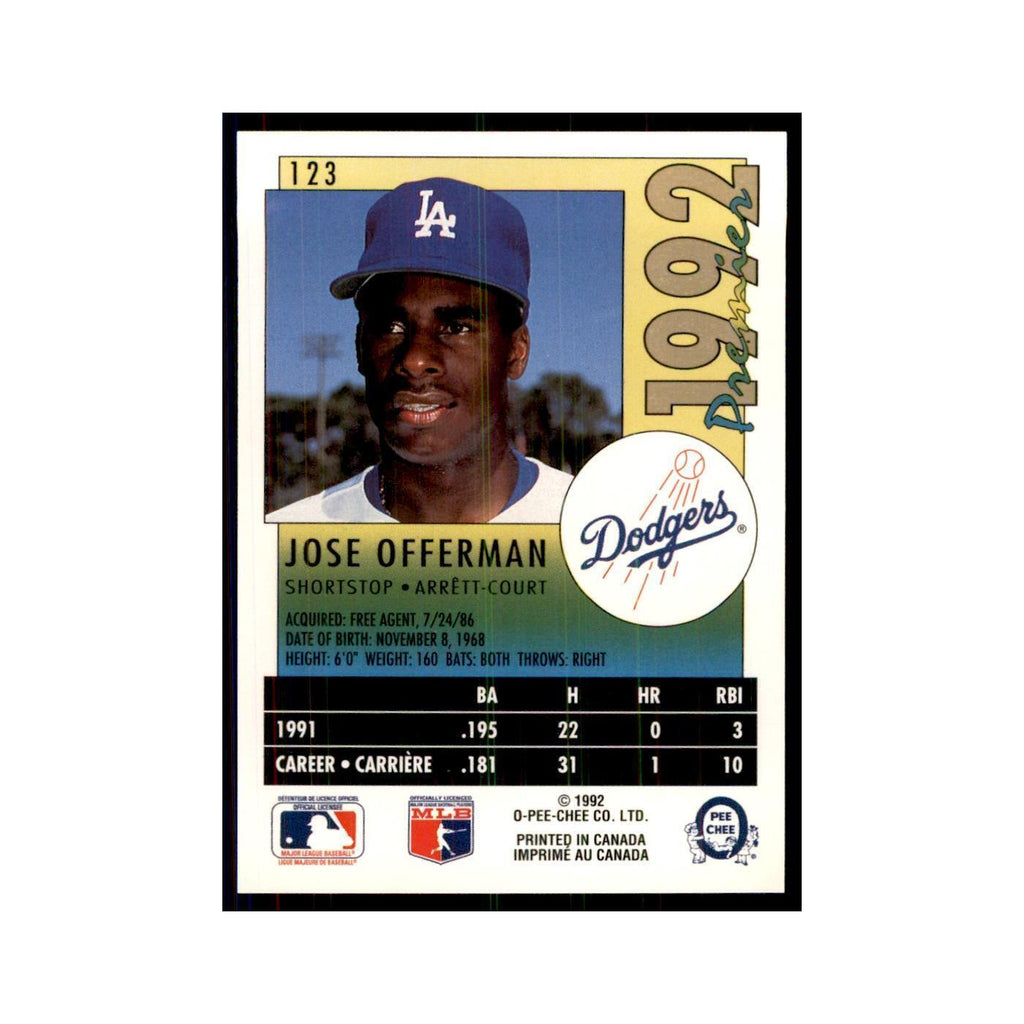 1992 O-Pee-Chee Premier Jose Offerman Dodgers #123