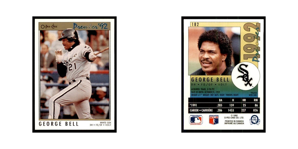1992 O-Pee-Chee Premier George Bell White Sox #182