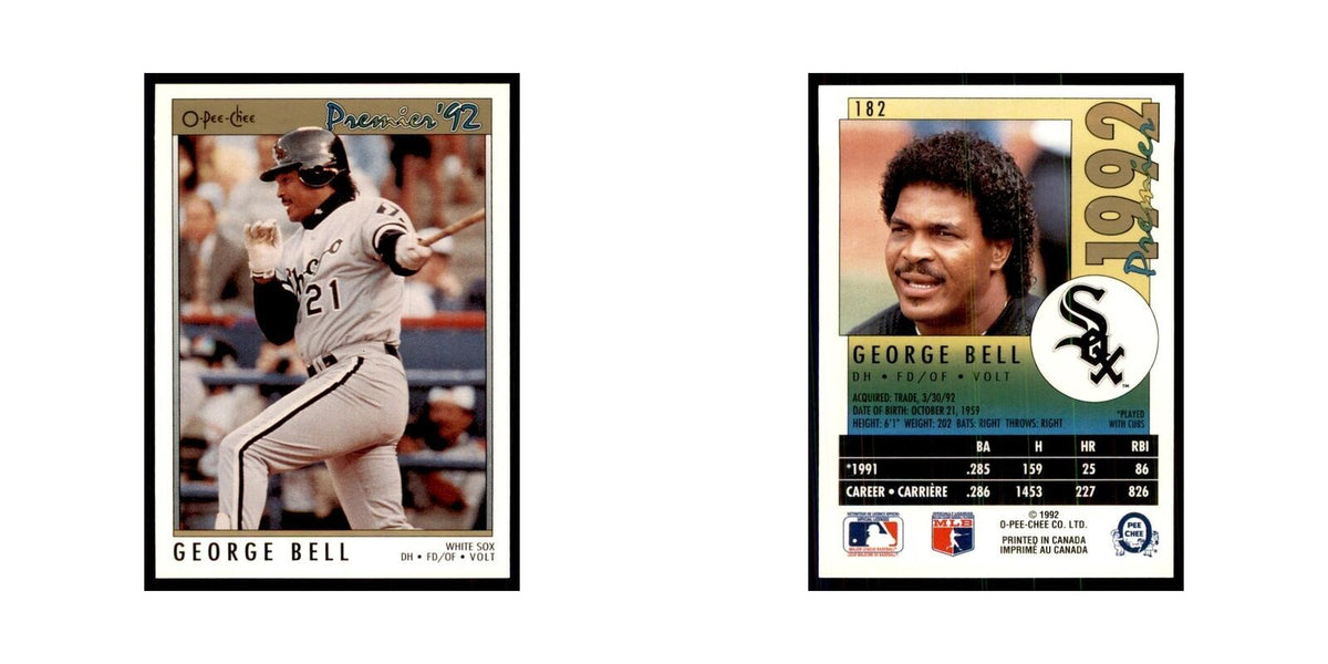 1992 O-Pee-Chee Premier George Bell White Sox #182