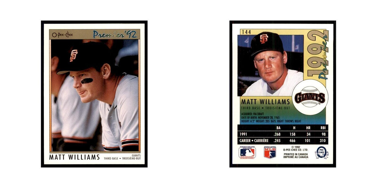 1992 O-Pee-Chee Premier Matt Williams Giants #144