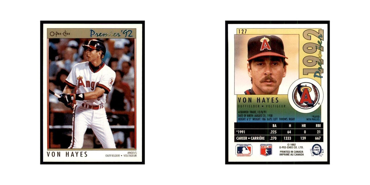 1992 O-Pee-Chee Premier Von Hayes Angels #127