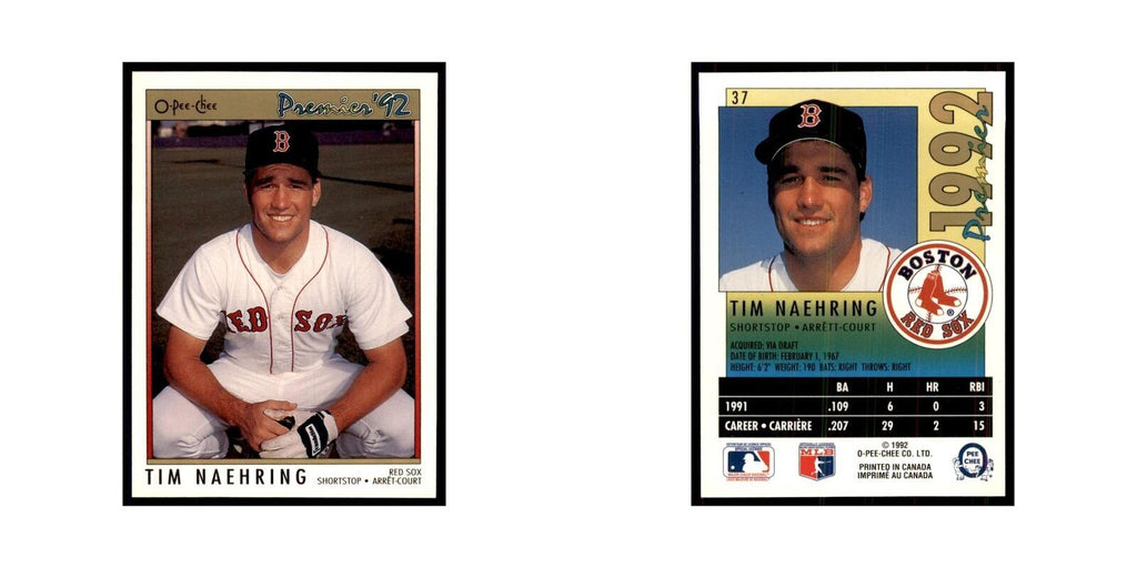 1992 O-Pee-Chee Premier Tim Naehring Red Sox #37