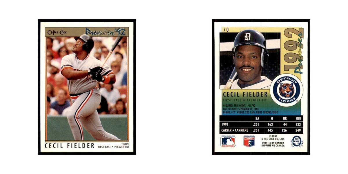 1992 O-Pee-Chee Premier Cecil Fielder Tigers #70