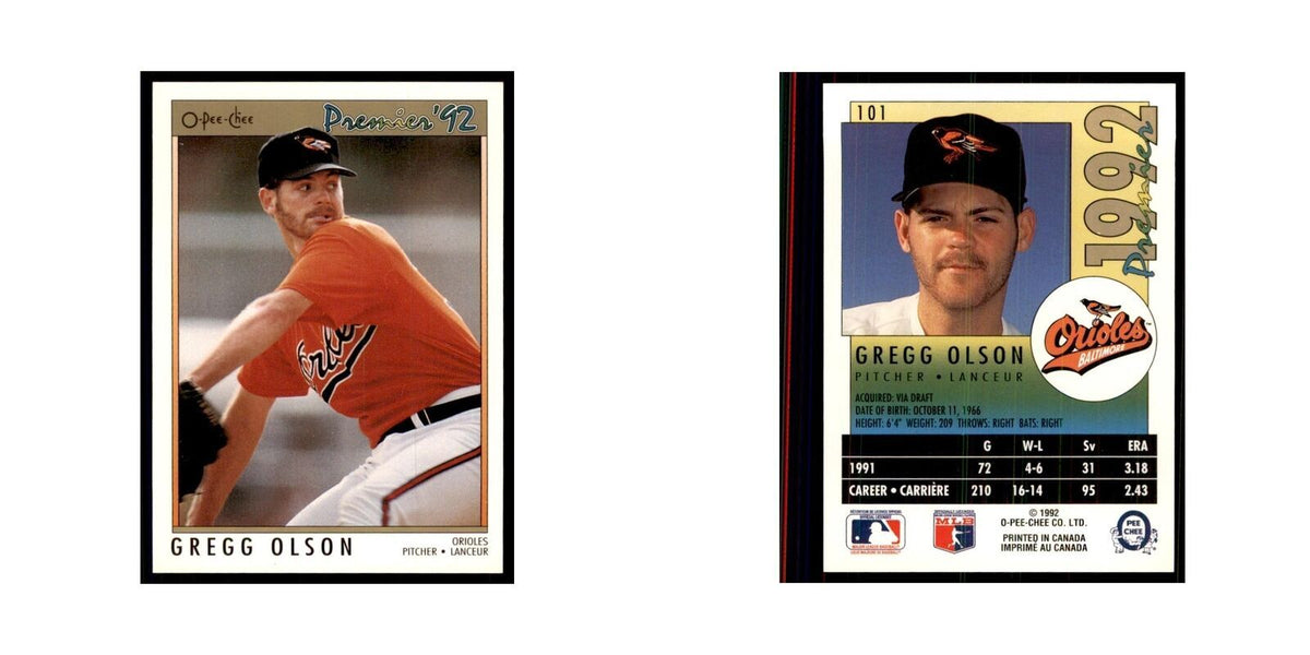 1992 O-Pee-Chee Premier Gregg Olson Orioles #101