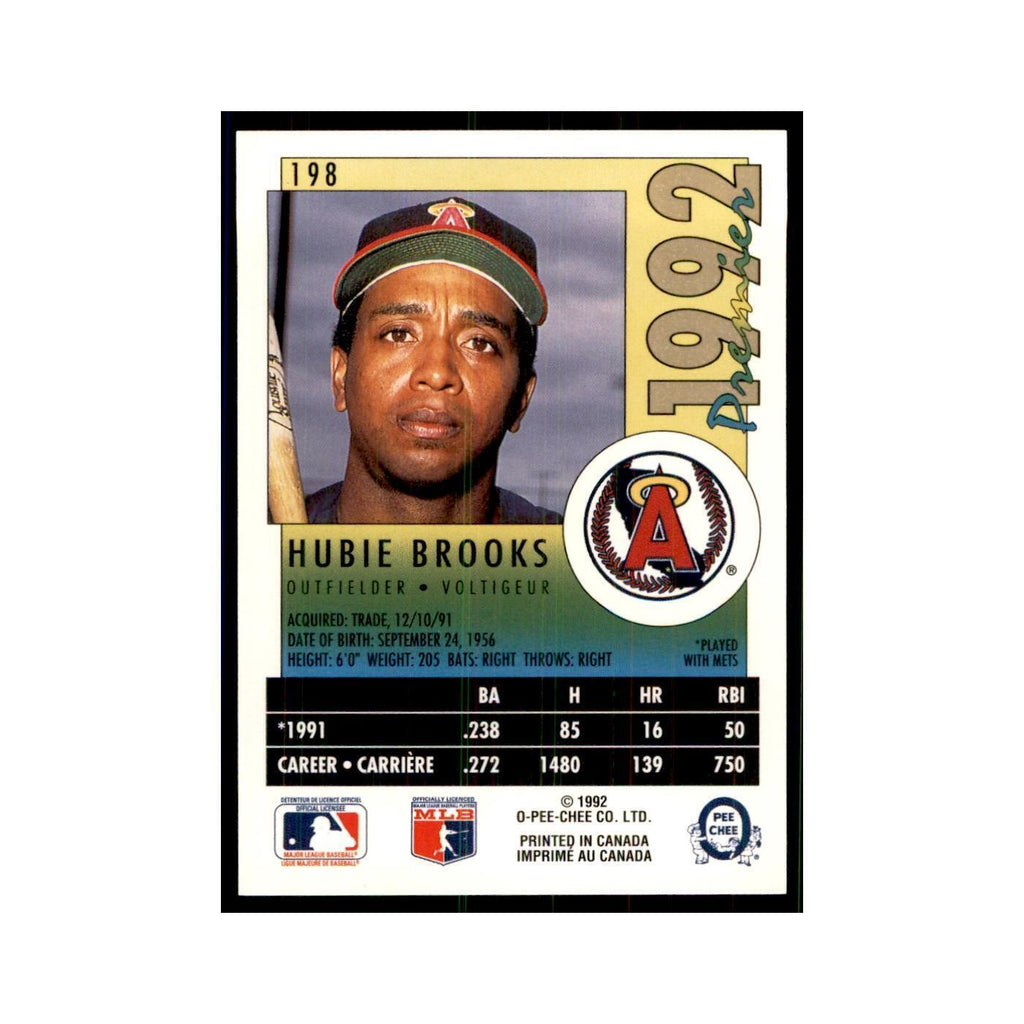 1992 O-Pee-Chee Premier Hubie Brooks Angels #198