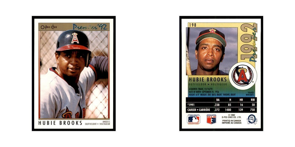 1992 O-Pee-Chee Premier Hubie Brooks Angels #198