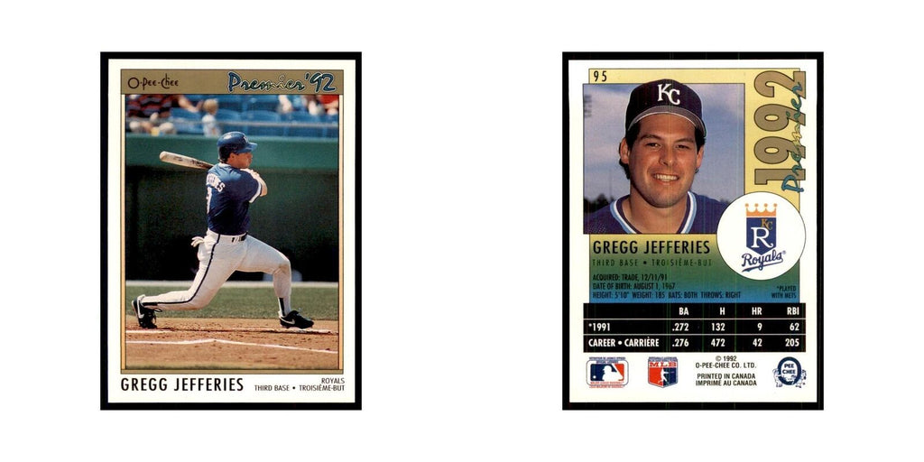 1992 O-Pee-Chee Premier Gregg Jefferies Royals #95