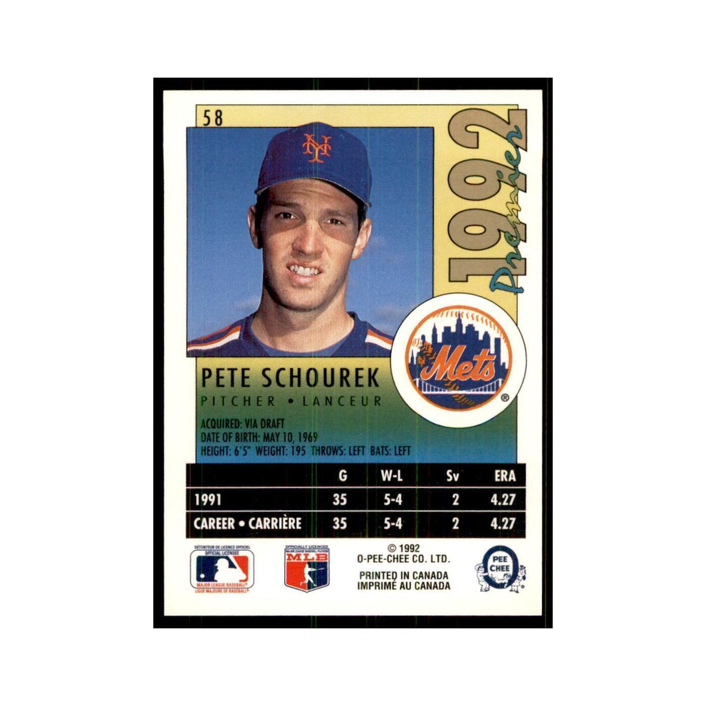 1992 O-Pee-Chee Premier Pete Schourek Mets #58