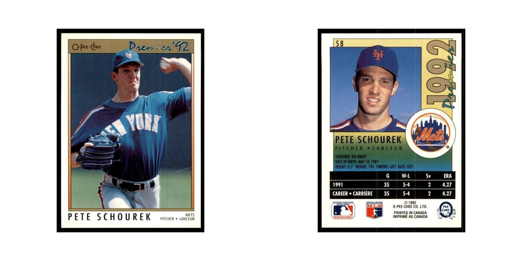 1992 O-Pee-Chee Premier Pete Schourek Mets #58