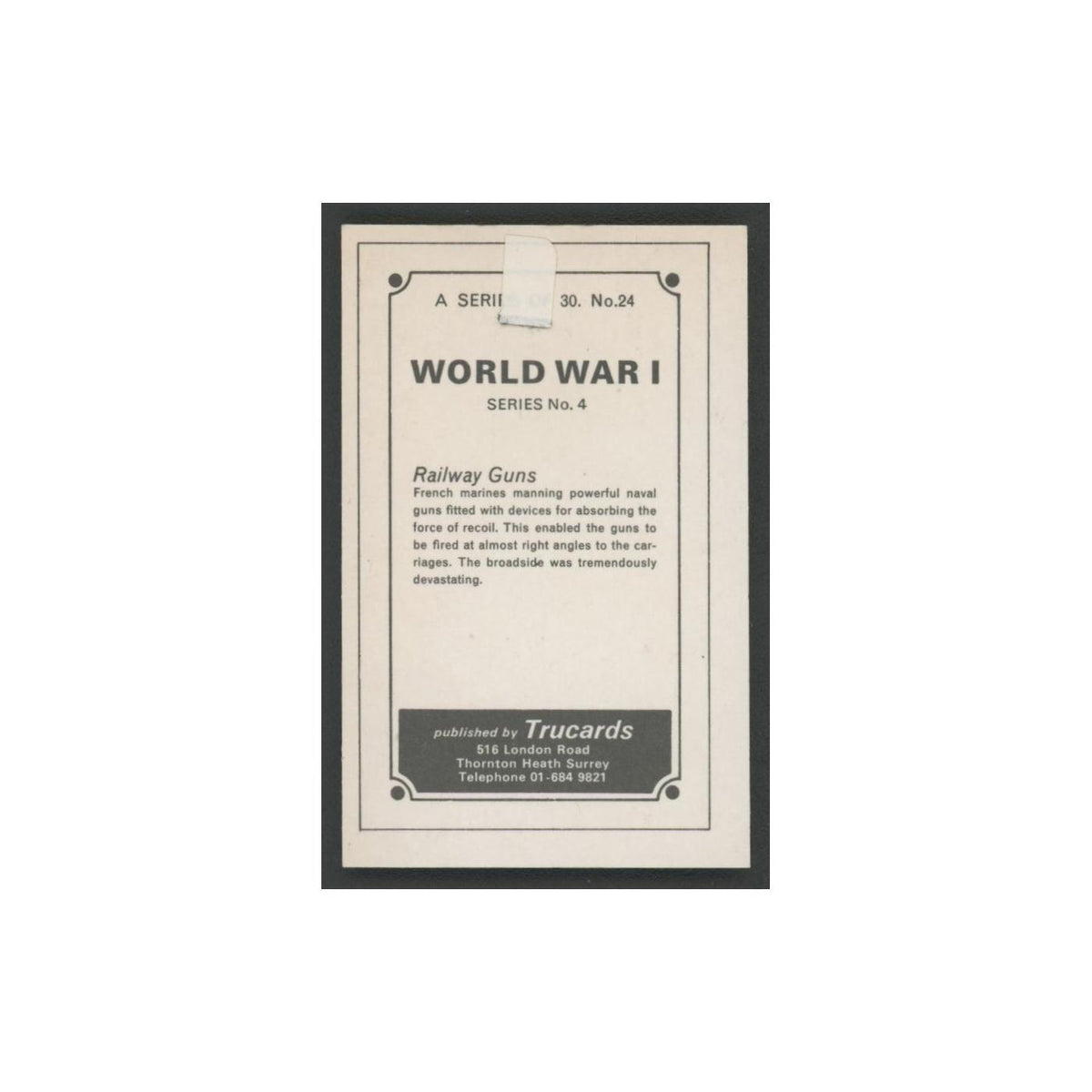 1970 Trucard World War I Railway Guns #24