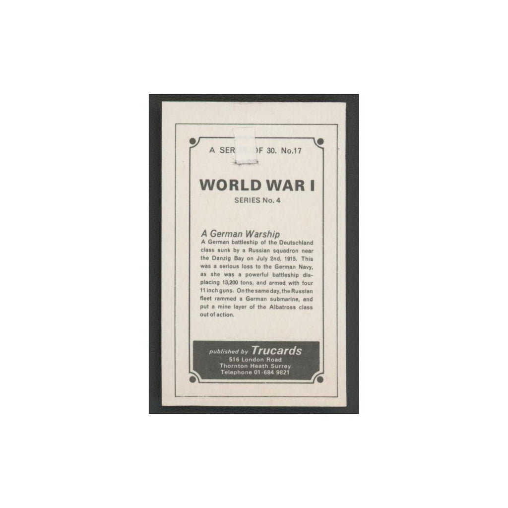 1970 Trucard World War I A German Warship #17