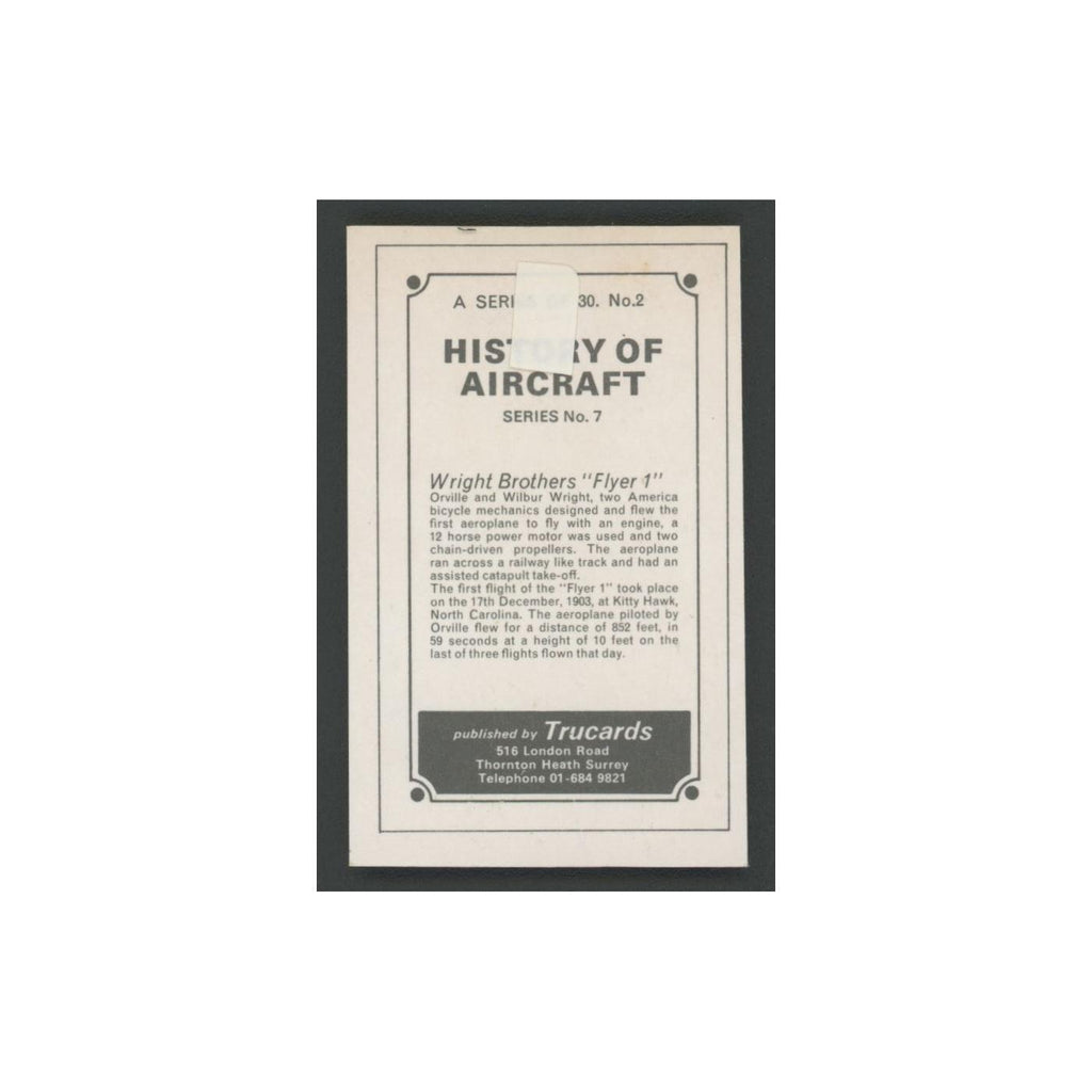 1970 Trucards History of Aircraft Wright Brothers "Flyer 1" #2