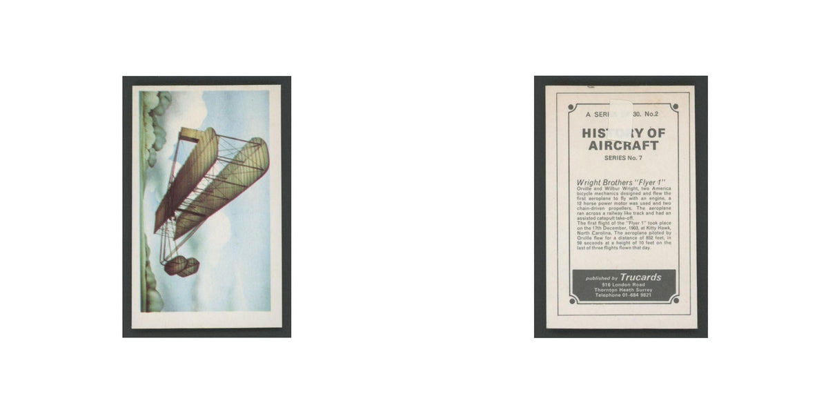 1970 Trucards History of Aircraft Wright Brothers "Flyer 1" #2