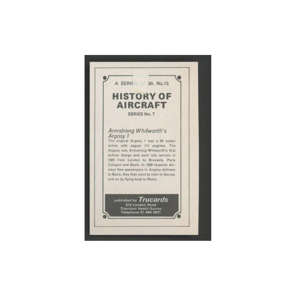 1970 Trucards History of Aircraft Armstrong Whitworth's Argosy 1 #13