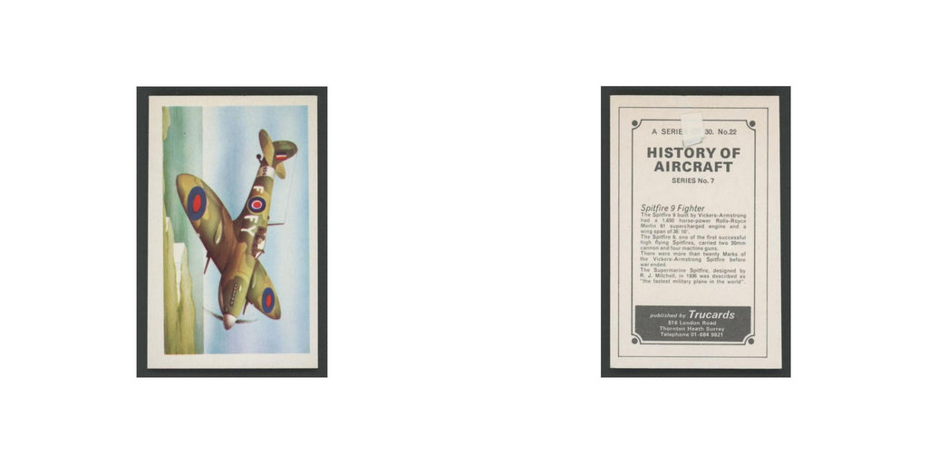 1970 Trucards History of Aircraft Spitfire 9 Fighter #22