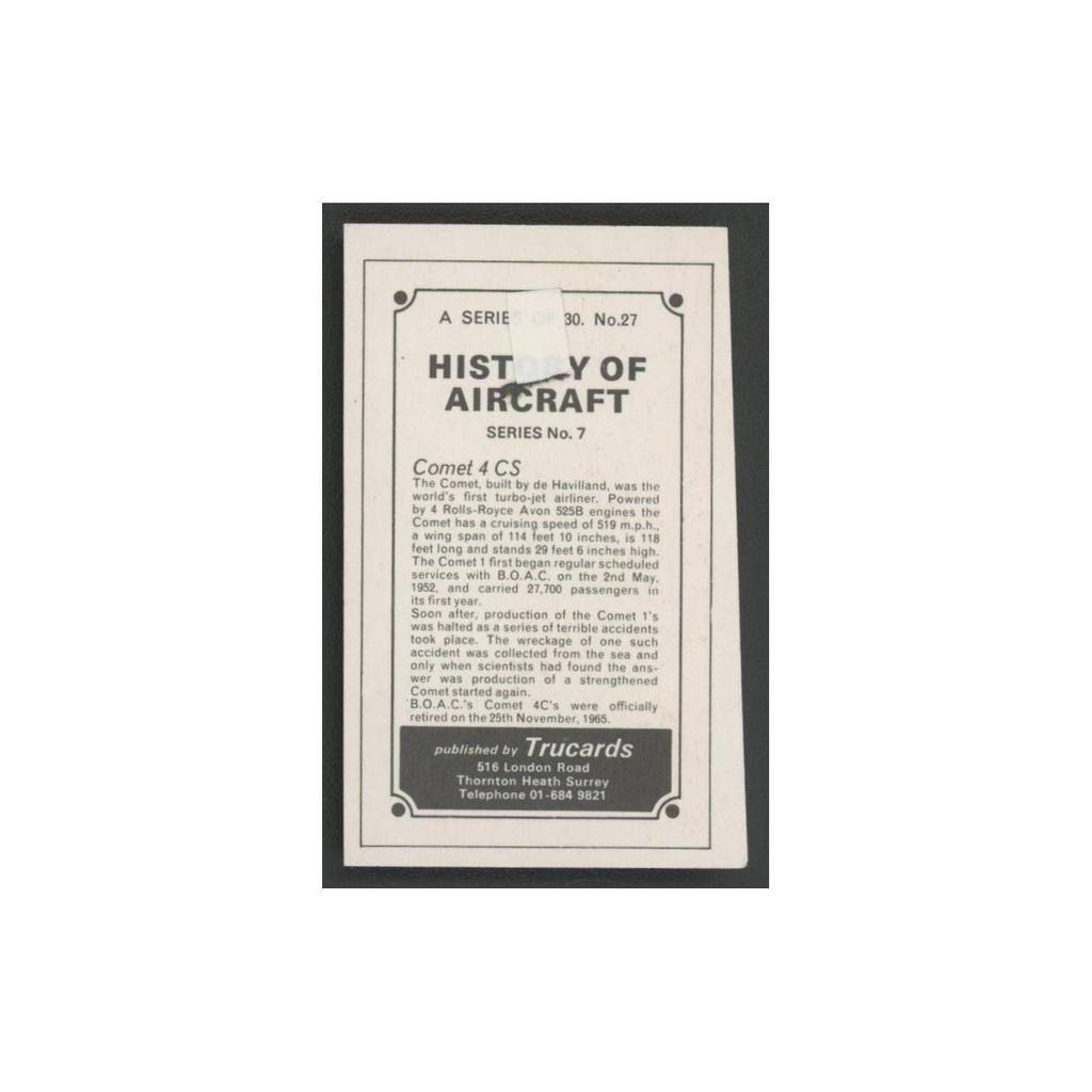 1970 Trucards History of Aircraft Comet 4 CS #27