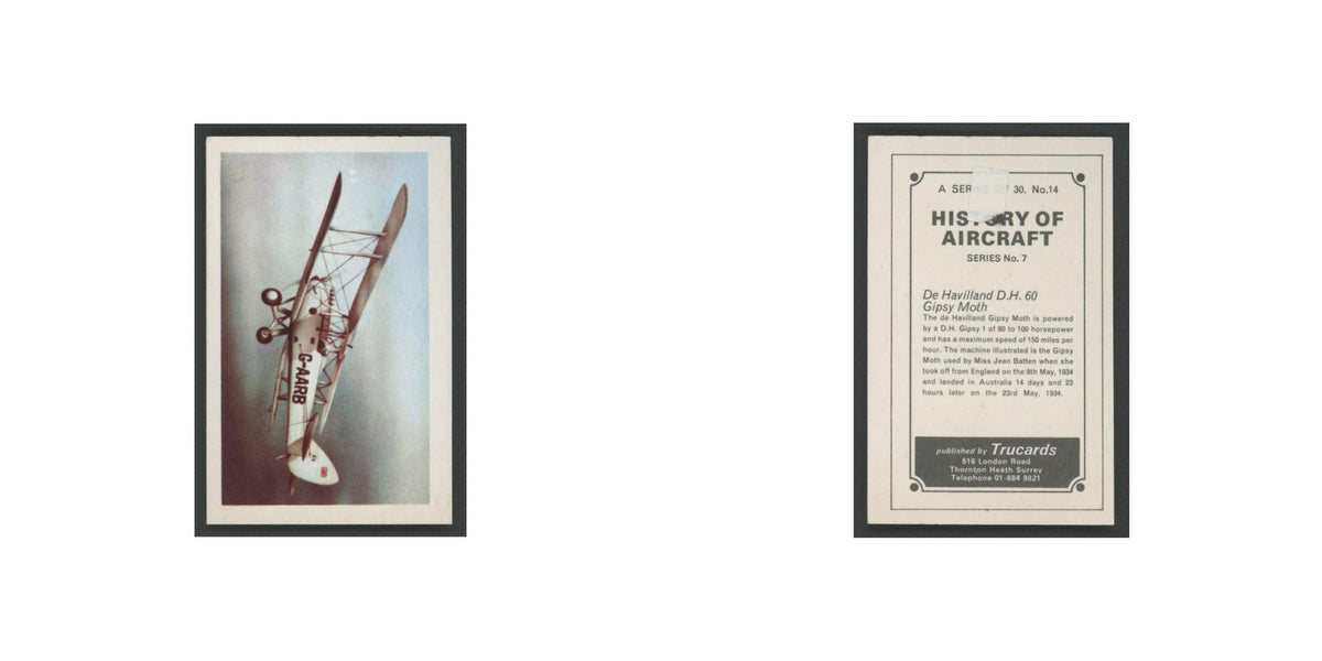 1970 Trucards History of Aircraft De Havilland D.H. 60 Gipsy Moth #14