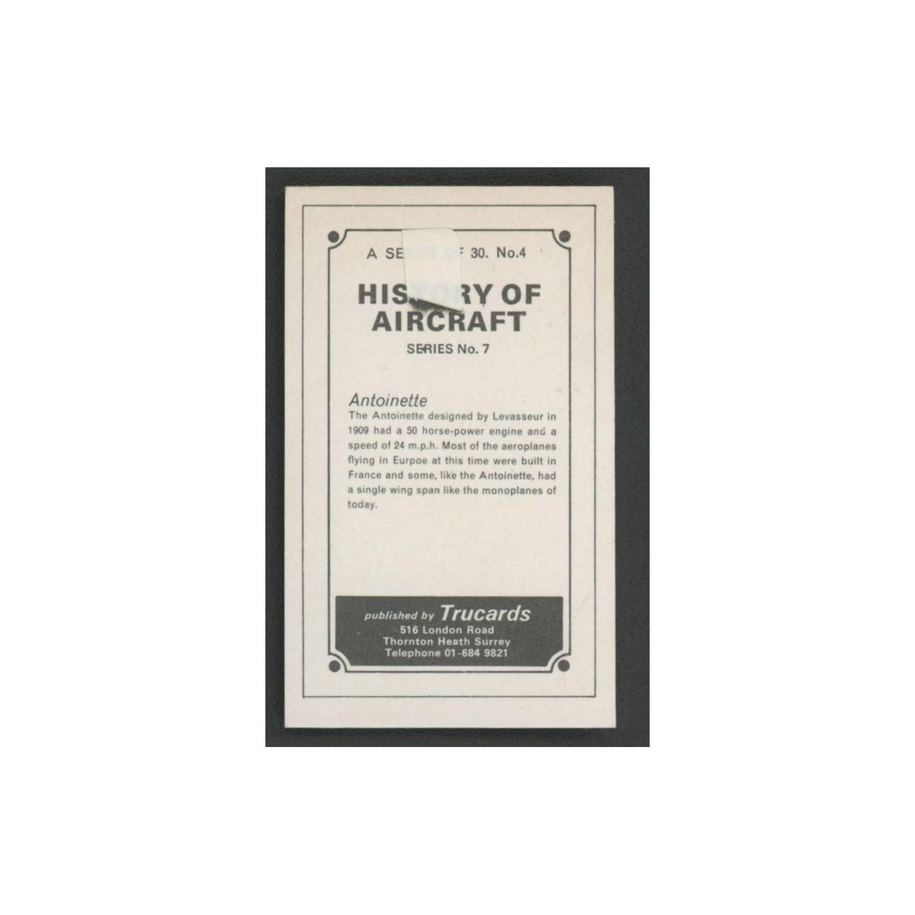 1970 Trucards History of Aircraft Antoinette #4