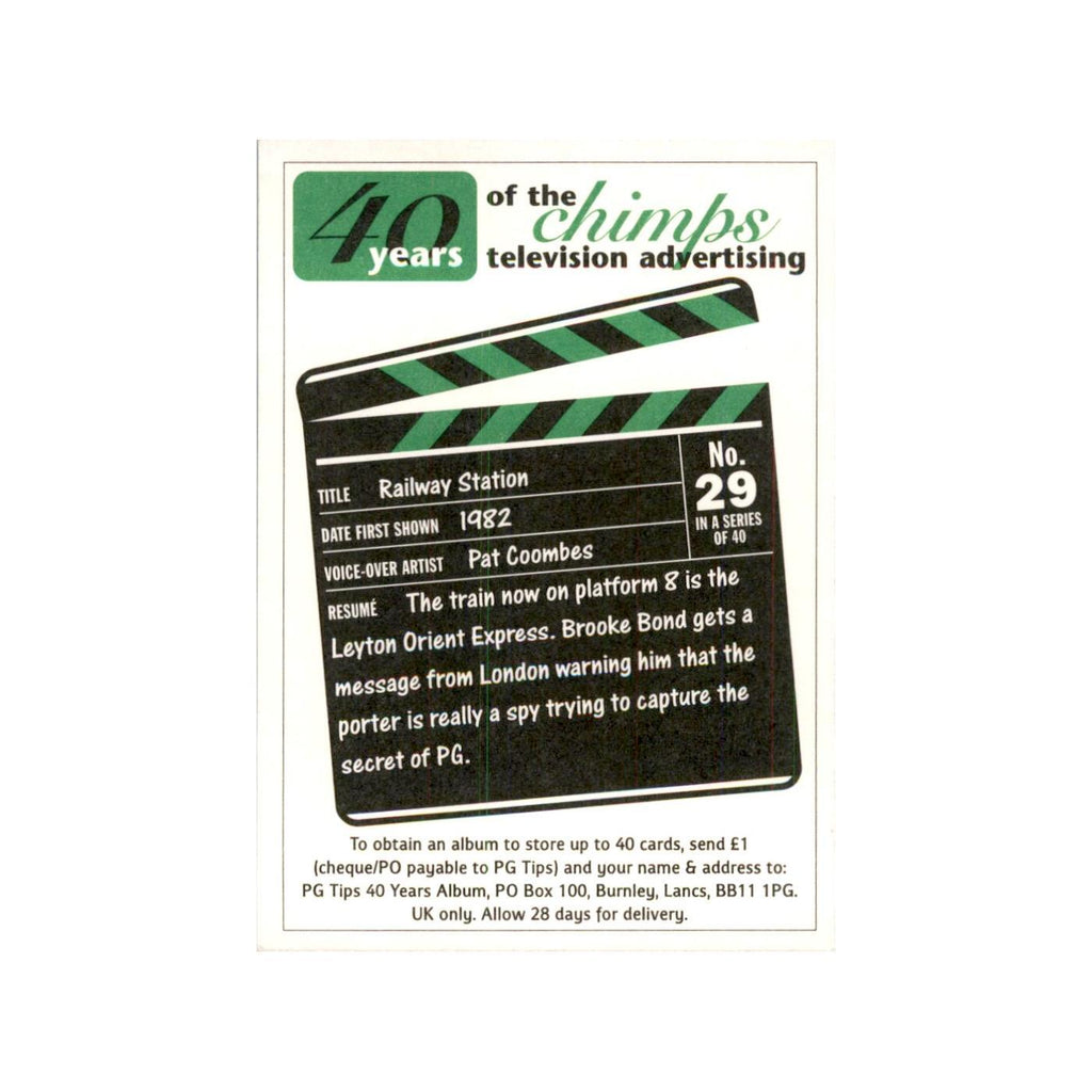 1995 PG Chimps 40th Anniversary Trading Card Railway Station #29