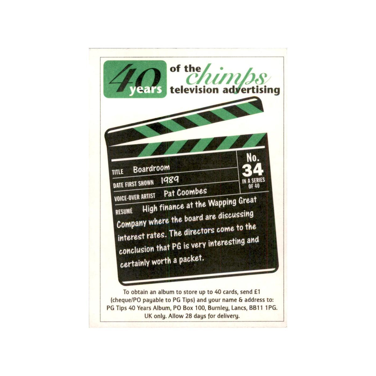 1995 PG Chimps 40th Anniversary Trading Card Boardroom #34