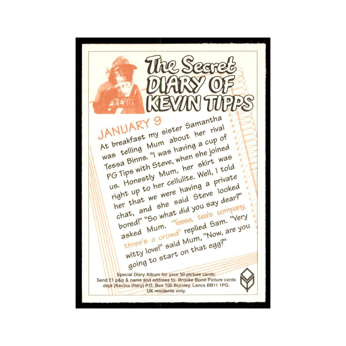1995 PG Tips The Secret Diary of Kevin Tipps January 9 #nan