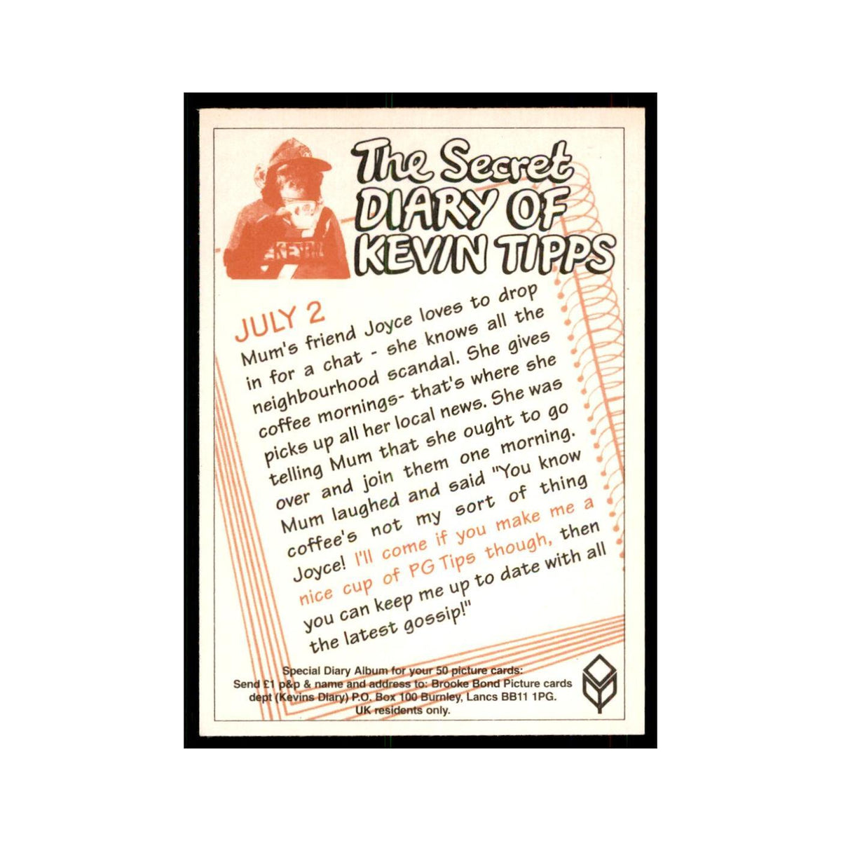 1995 PG Tips The Secret Diary of Kevin Tipps July 2 #nan