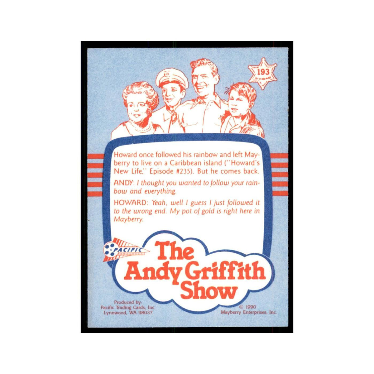 1990 Andy Griffith Show Trading Card Classic Clerk #193