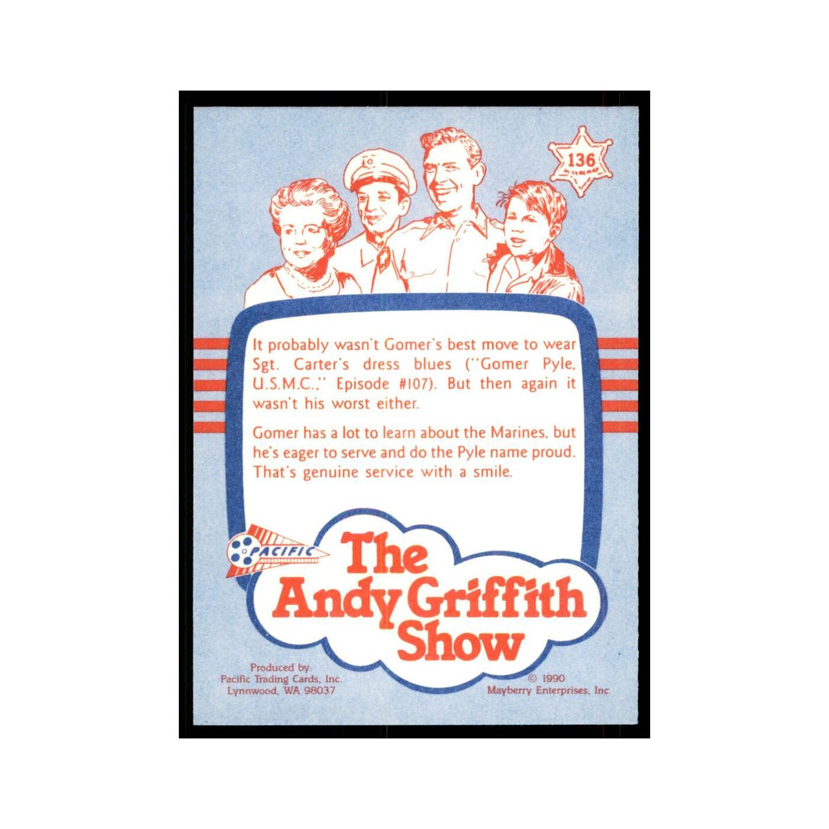 1990 Andy Griffith Show Trading Card Gomer Gets the Blues #136