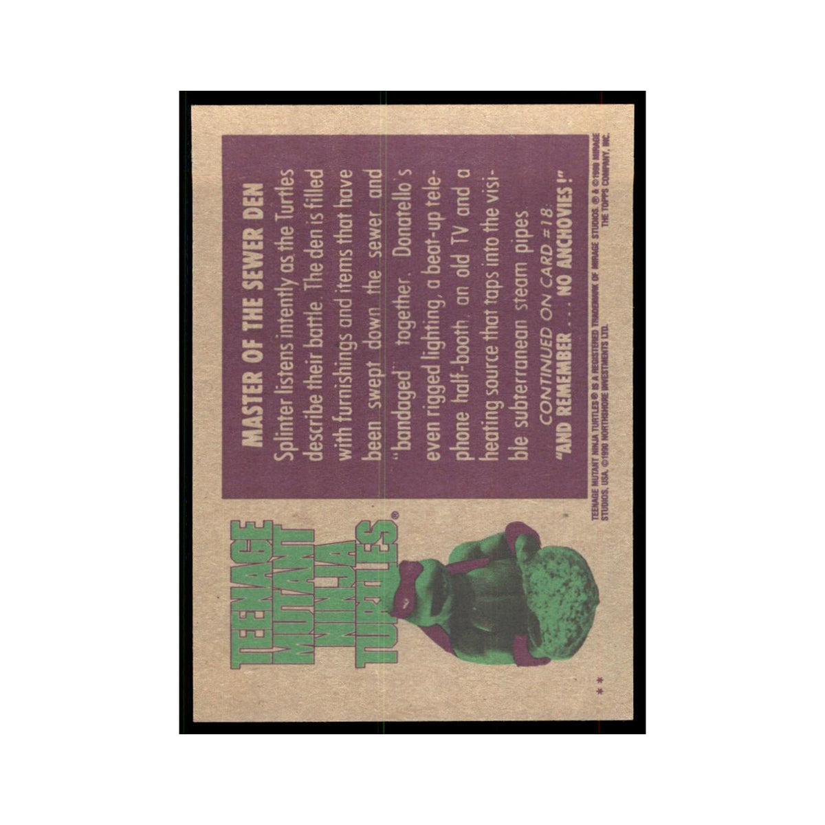 1990 Topps Teenage Mutant Ninja Turtles Master of the Sewer Den #17.0