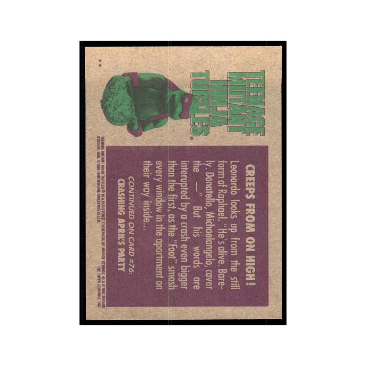 1990 Topps Teenage Mutant Ninja Turtles Creeps From on High #75.0