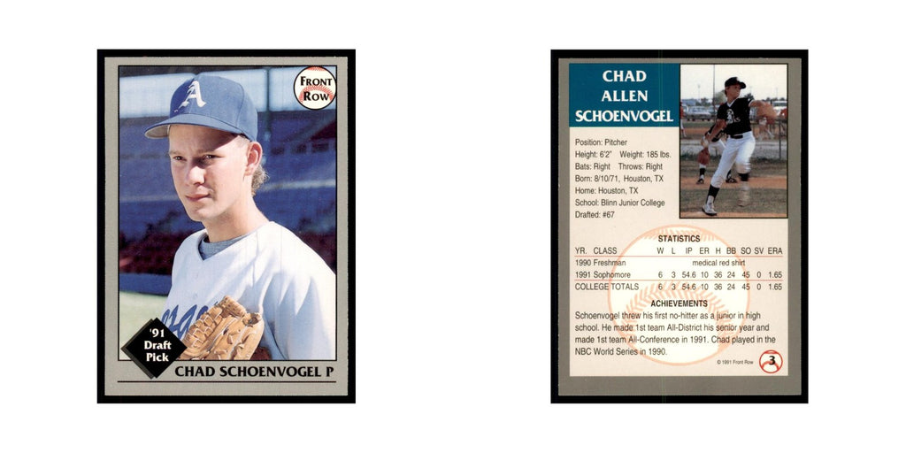 1991 Front Row Chad Schoenvogel Baseball Cards #3