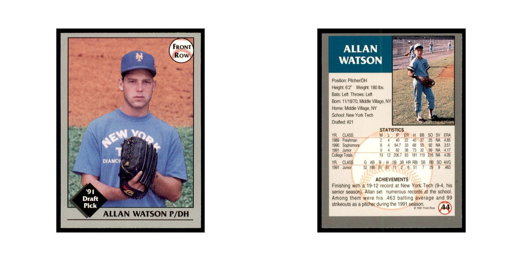 1991 Front Row Allen Watson Baseball Cards #44