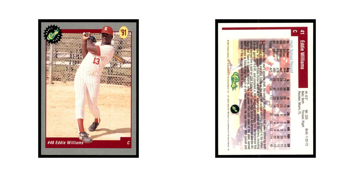 1991 Classic Draft Picks Eddie Williams Baseball Cards #41