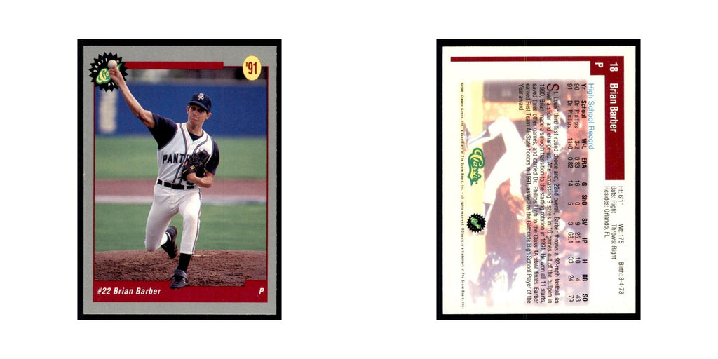 1991 Classic Draft Picks Brian Barber Baseball Cards #18