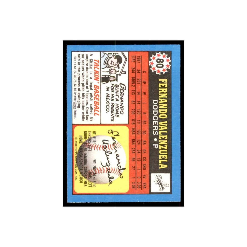1988 Topps American Fernando Valenzuela Baseball Cards #80