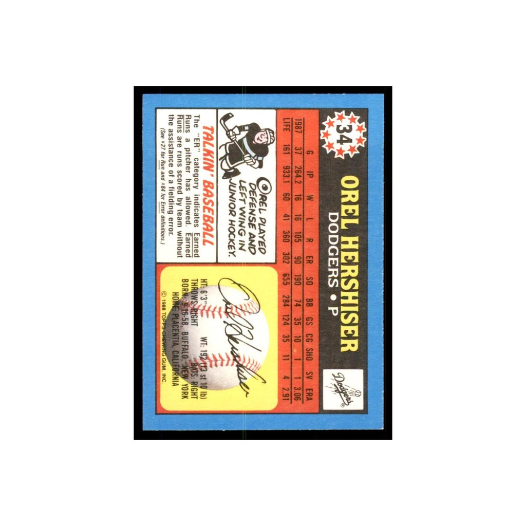1988 Topps American Orel Hershiser Baseball Cards #34