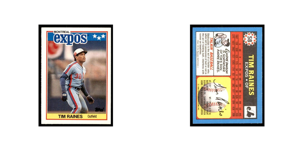 1988 Topps American Tim Raines Baseball Cards #58