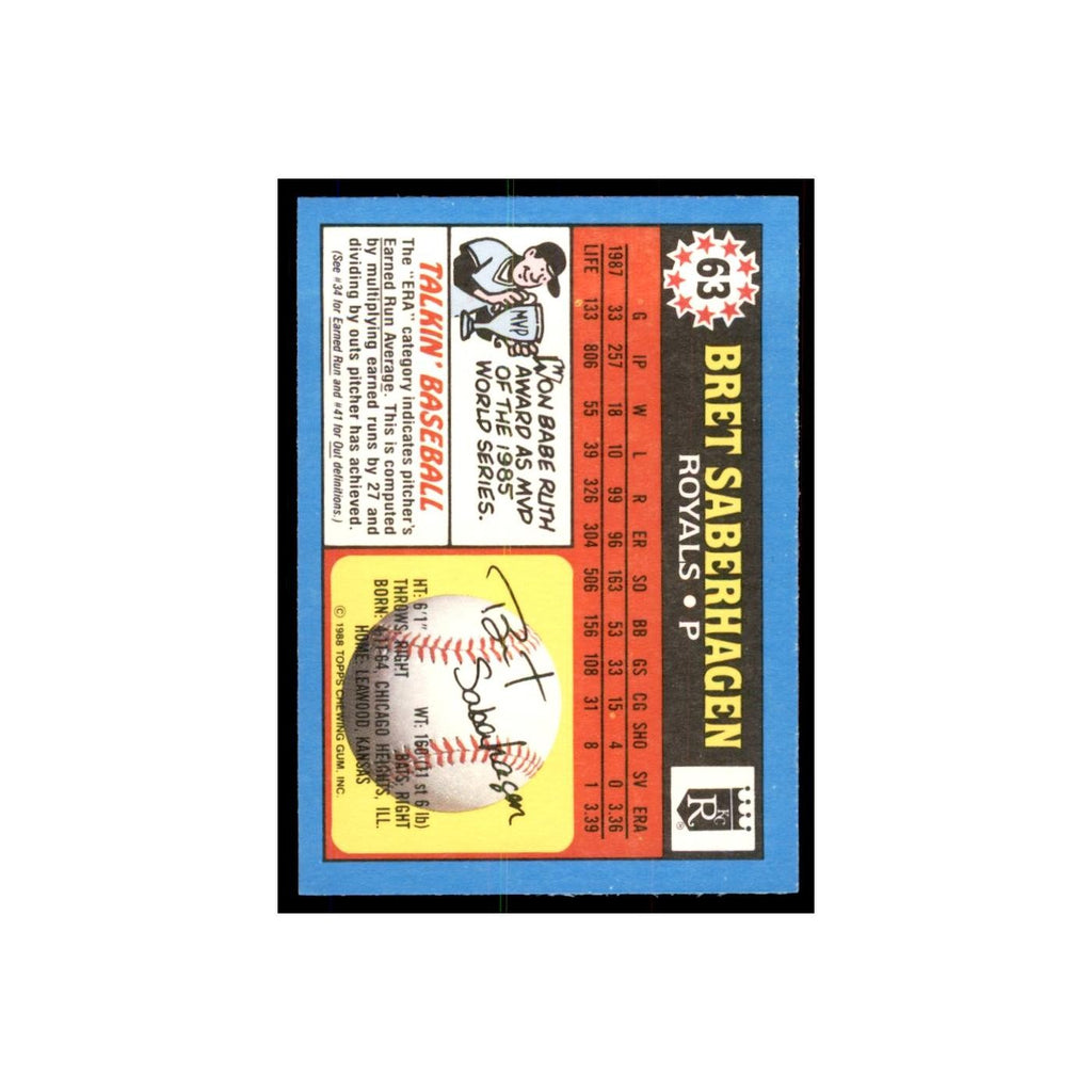 1988 Topps American Bret Saberhagen Baseball Cards #63