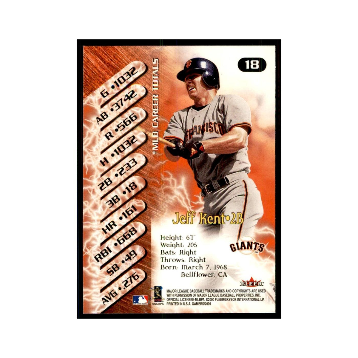 2000 Fleer Gamers Jeff Kent Baseball Cards #18