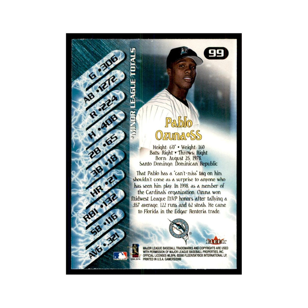 2000 Fleer Gamers Pablo Ozuna Baseball Cards #99