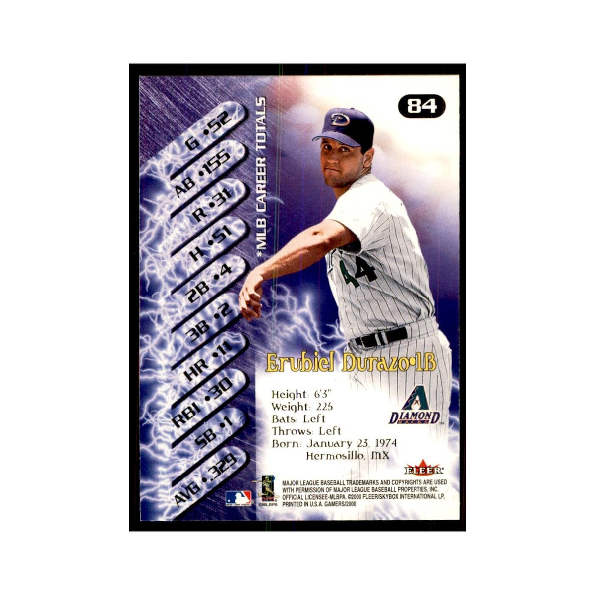 2000 Fleer Gamers Erubiel Durazo Baseball Cards #84