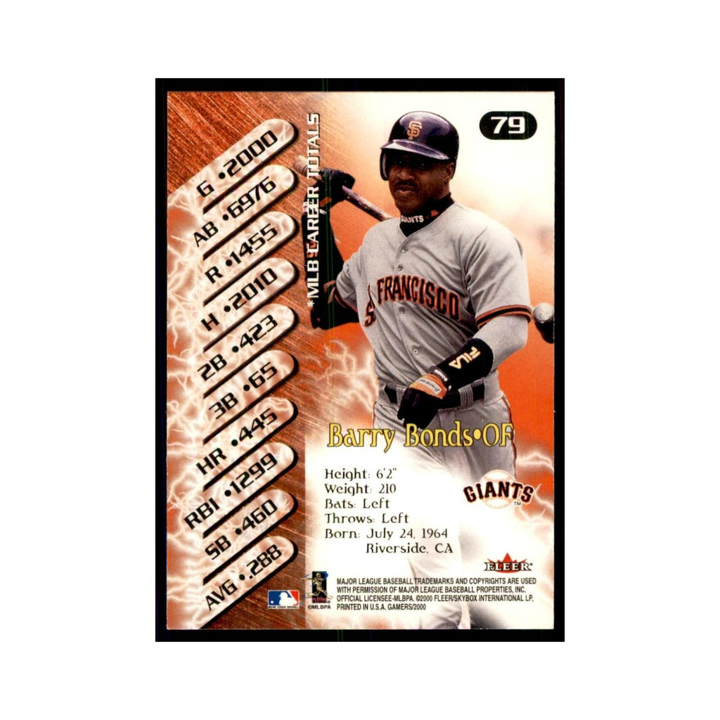 2000 Fleer Gamers Barry Bonds Baseball Cards #79