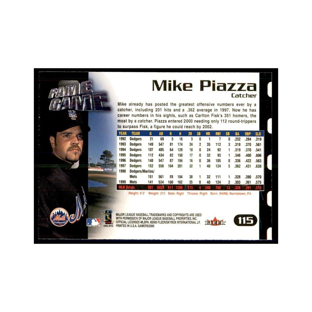 2000 Fleer Gamers Mike Piazza Baseball Cards #115