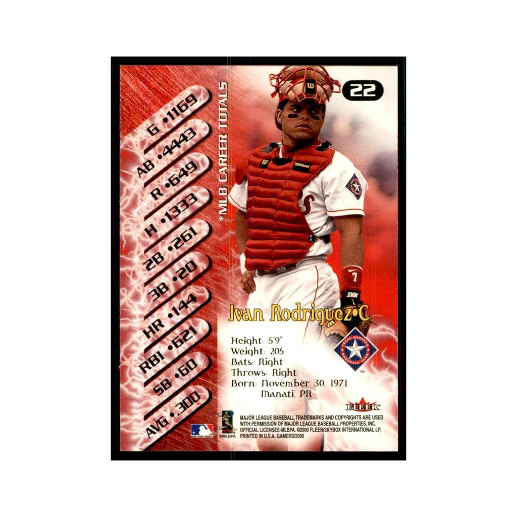 2000 Fleer Gamers Ivan Rodriguez Baseball Cards #22