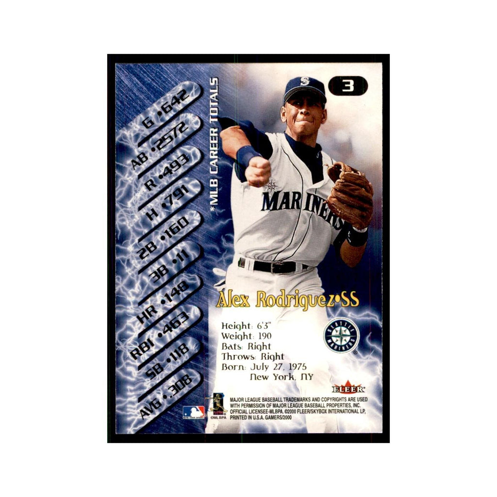 2000 Fleer Gamers Alex Rodriguez Baseball Cards #3