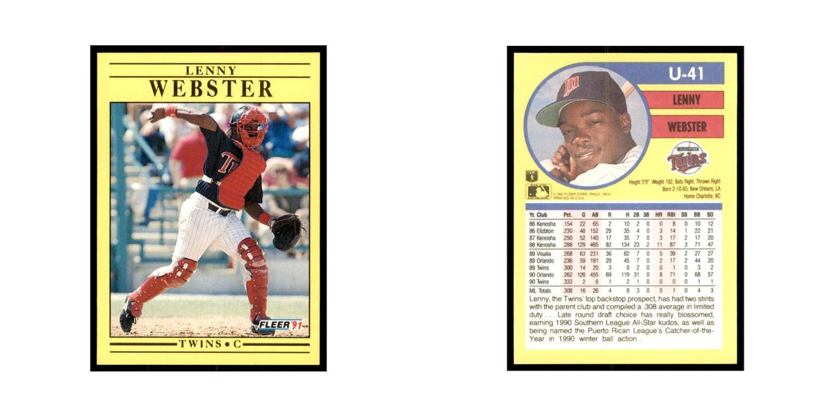 1991 Fleer Update Lenny Webster Baseball Cards #U-41
