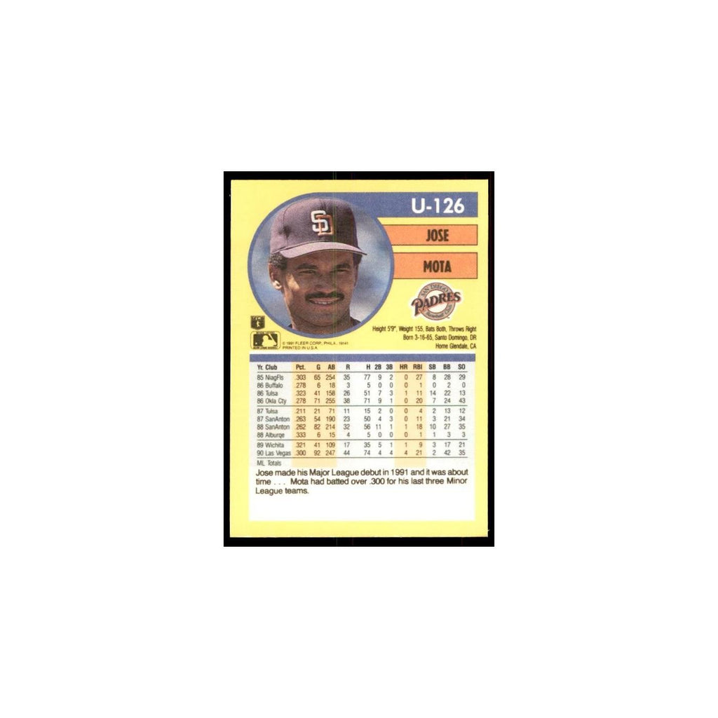1991 Fleer Update Jose Mota Baseball Cards #U-126