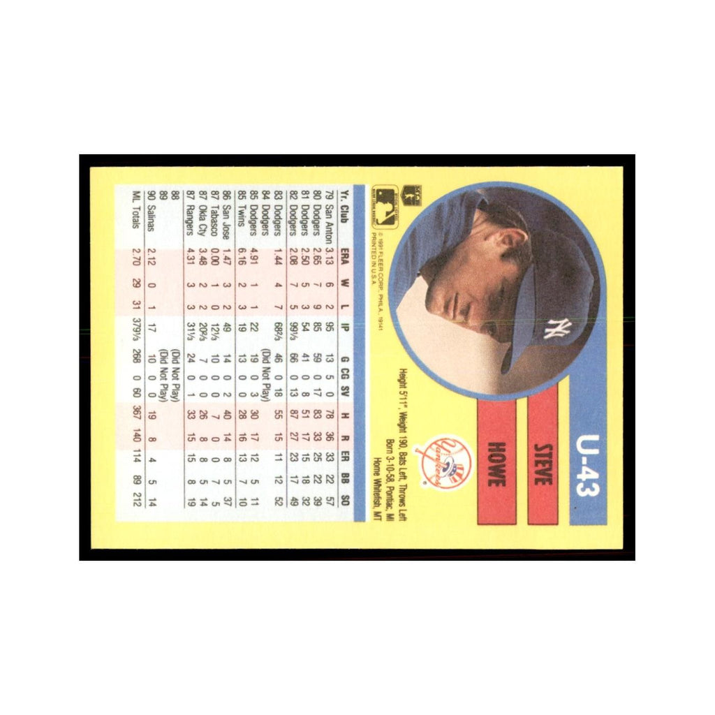 1991 Fleer Update Steve Howe Baseball Cards #U-43